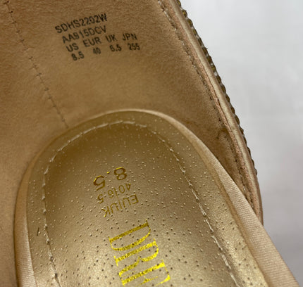 Champagne Rhinestone Block Chunky Heel Ankle Strap Sandals - Size 8.5 Dream Pairs