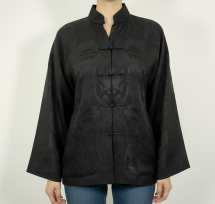 Authentic NYC Black Silk Embroidered Kimono - Size 4 NWT