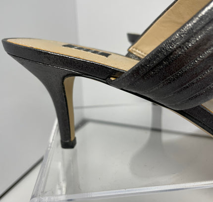 White House Black Market Metallic Gunmetal Mule Heels - Size 7 -
