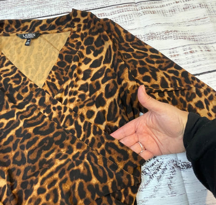 Lauren Ralph Lauren Leopard Print Wrap Top - Size Large