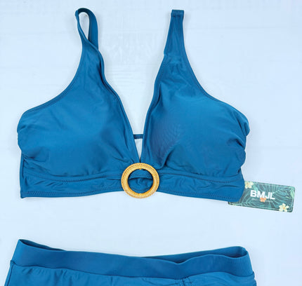 Blooming Jelly Tummy Control Bikini Set - Turquoise Blue SIZE LARGE