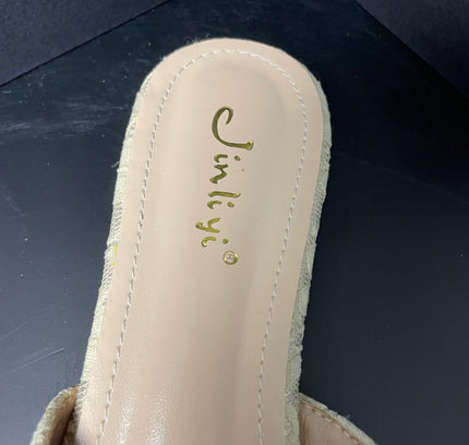 Jinli Yi Pearl Mules - Tan/Cream - Size 39 (US 8-8.5) - Never worn