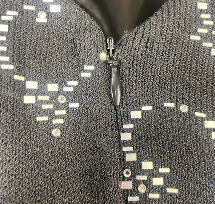 St. John Black Rhinestone Embellished Cocktail Dress - Size 2