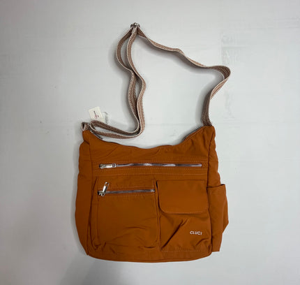 Cluci Cognac Nylon Crossbody Bag - Multi-Pocket Adjustable Strap