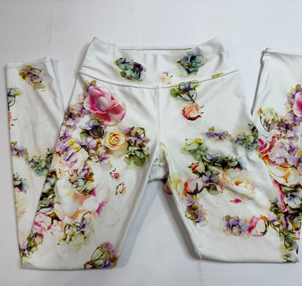 Sienna Rose White Floral Watercolor Leggings - Size M