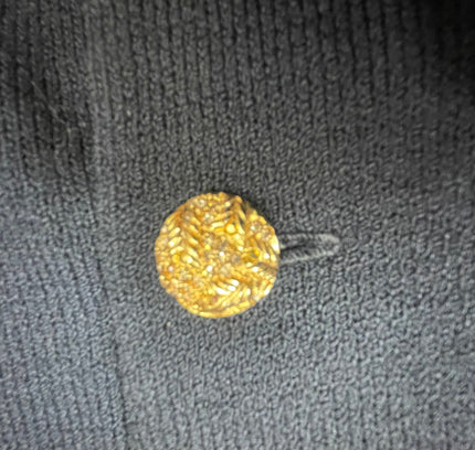 St. John Black Knit Jacket with Gold Collar & Removable Details - Size 2