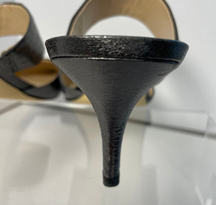White House Black Market Metallic Gunmetal Mule Heels - Size 7 -
