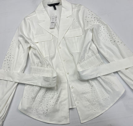 White House Black Market White Eyelet Belted Jacket - Size S - New With Tags