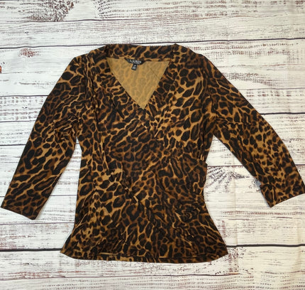 Lauren Ralph Lauren Leopard Print Wrap Top - Size Large