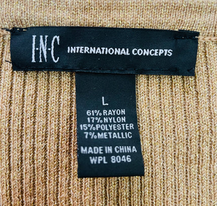 I.N.C. Gold Fitted Sweater with Front Cutout - Size Large - Excellent Condition