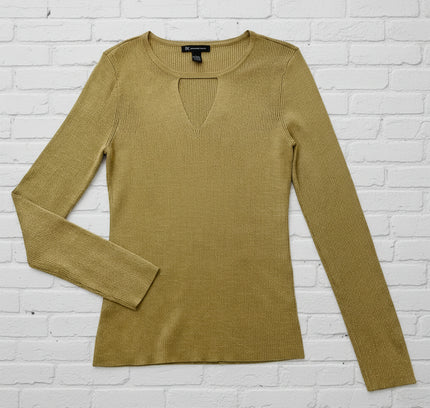 I.N.C. Gold Fitted Sweater with Front Cutout - Size Large - Excellent Condition