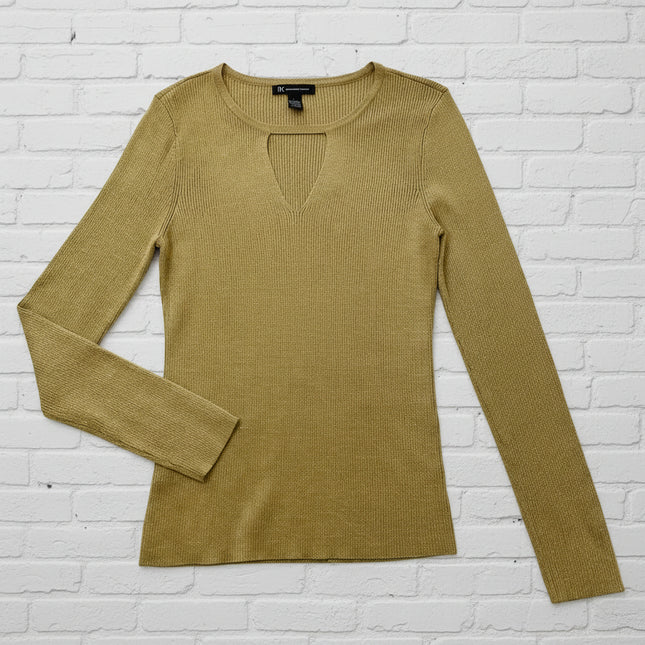 I.N.C. Gold Fitted Sweater with Front Cutout - Size Large - Excellent Condition