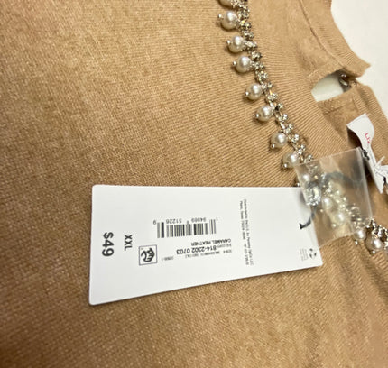 Liz Claiborne Embellished Taupe Sweater - Size XXL - New with Tags