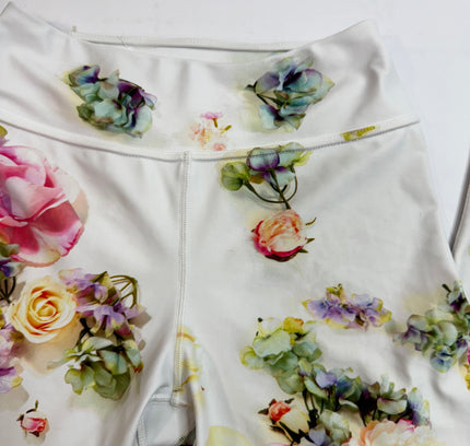 Sienna Rose White Floral Watercolor Leggings - Size M