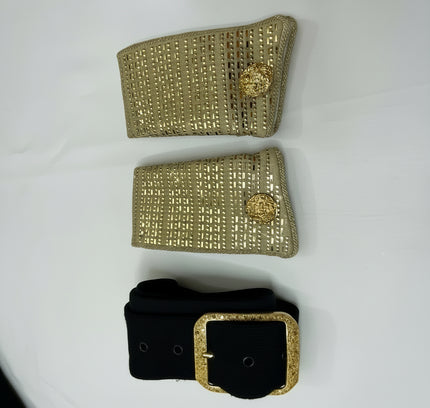 St John Black Blazer with Gold Embellished Collar - Size 2