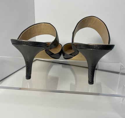 White House Black Market Metallic Gunmetal Mule Heels - Size 7 -