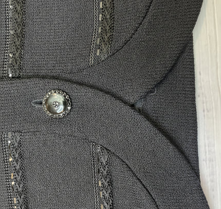 St. John Black Embellished Cardigan Sweater - Size 4