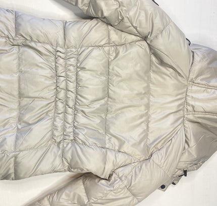 Kenneth Cole Light Grey & Black Hooded Puffer Jacket - Size Small