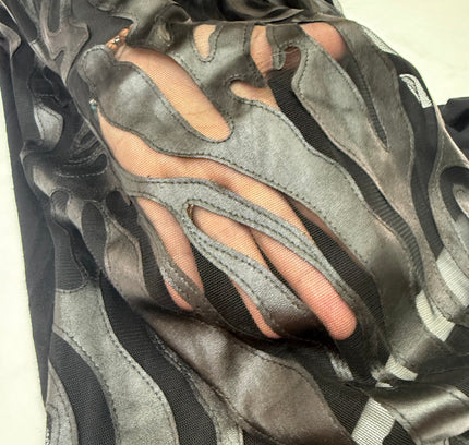 Gracia Leather & Sheer Animal Print Top - Size Large - Excellent Condition