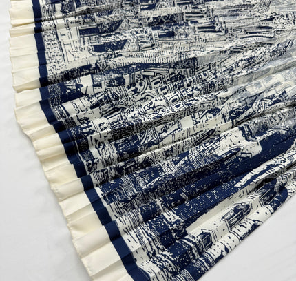 Architectural Cityscape Print Pleated Maxi Skirt - Size M