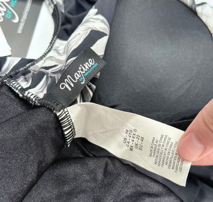 Maxine of Hollywood Tropical Palm Print One-Piece Swimsuit - Black & White US 16