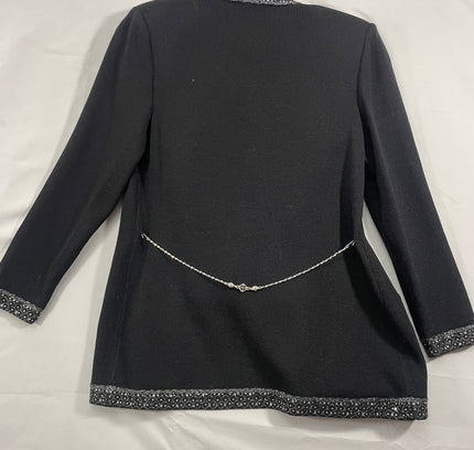St. John Evening Black Beaded Jacket & Tank Set by Marie Gray - Size 2