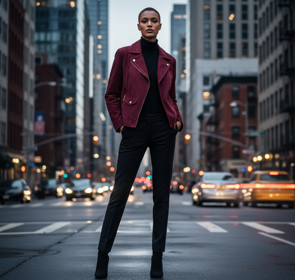 Burgundy Suede Leather Jacket - Isaac Mizrahi LIVE