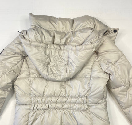 Kenneth Cole Light Grey & Black Hooded Puffer Jacket - Size Small