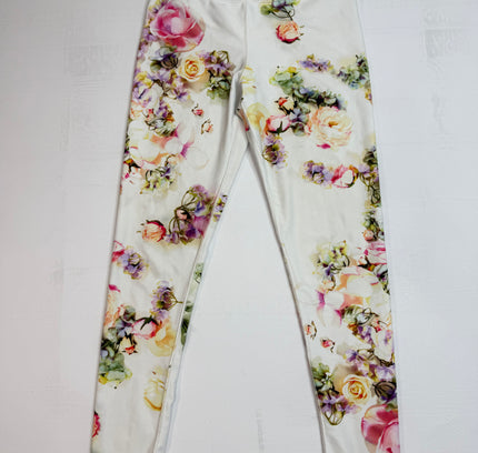 Sienna Rose White Floral Watercolor Leggings - Size M