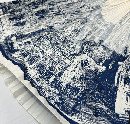 Architectural Cityscape Print Pleated Maxi Skirt - Size M