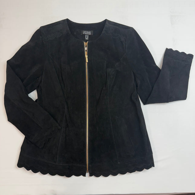 Black Suede Leather Jacket - Dennis Basso SIZE 14