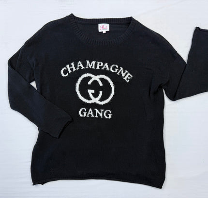 Pink Pineapple Champagne Gang Graphic Sweater - Size XS