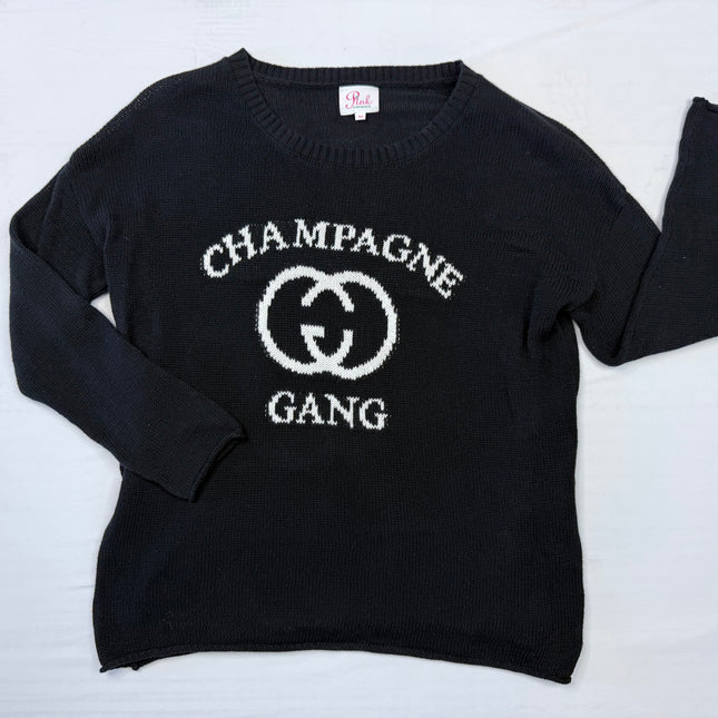Pink Pineapple Champagne Gang Graphic Sweater - Size XS