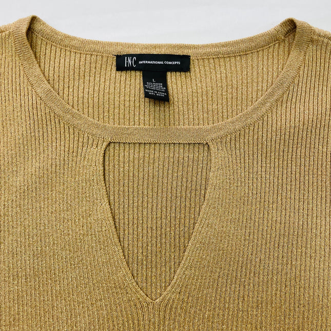 I.N.C. Gold Fitted Sweater with Front Cutout - Size Large - Excellent Condition