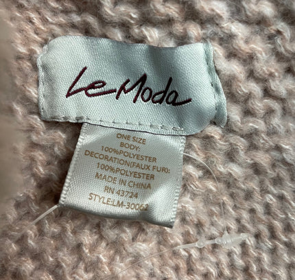 Le Moda Blush Cable Knit Poncho with Fur Trim - One Size -With Tags