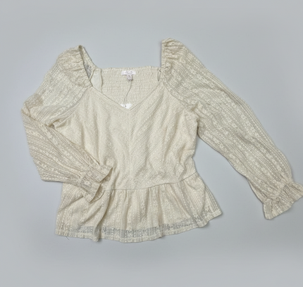 LC Lauren Conrad Ivory Lace Peplum Top - Size XL