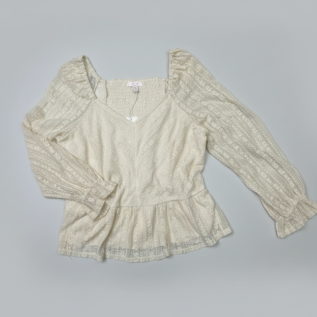 LC Lauren Conrad Ivory Lace Peplum Top - Size XL
