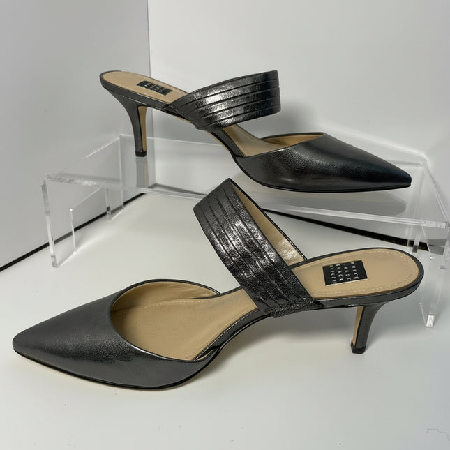 White House Black Market Metallic Gunmetal Mule Heels - Size 7 -