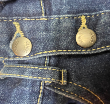 Vintage Button-Up Denim Skirt with Ruffle Hem