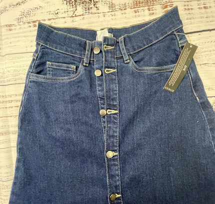 Vintage Button-Up Denim Skirt with Ruffle Hem