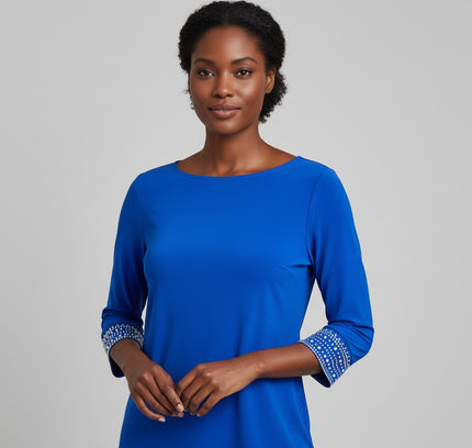 Annalee + Hope Cobalt Blue Embellished Tunic - Size Large