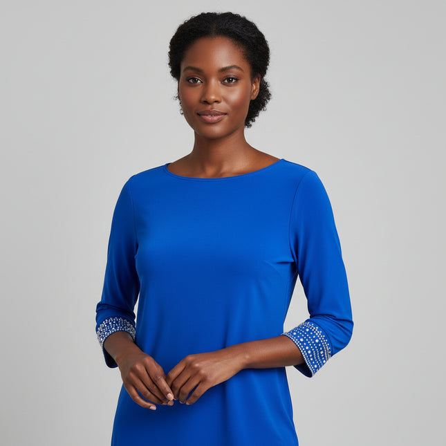 Annalee + Hope Cobalt Blue Embellished Tunic - Size Large