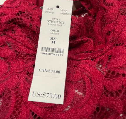 SOLD White House Black Market Dark Red Lace Top - Size M - New With Tags