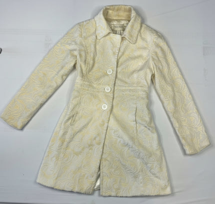 White House Black Market Ivory Faux Fur Coat - Size Small