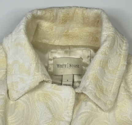 White House Black Market Ivory Faux Fur Coat - Size Small