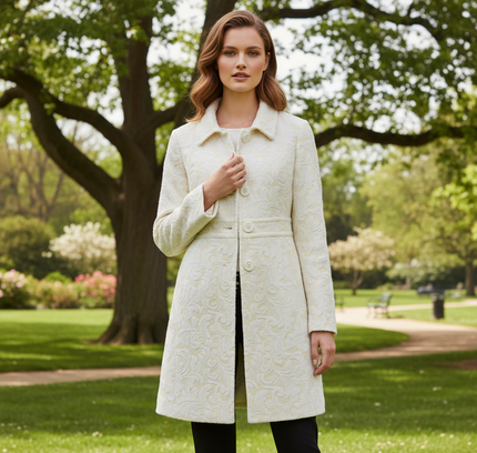 White House Black Market Ivory Faux Fur Coat - Size Small