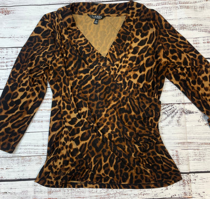 Lauren Ralph Lauren Leopard Print Wrap Top - Size Large