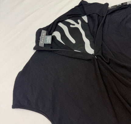 Gracia Leather & Sheer Animal Print Top - Size Large - Excellent Condition