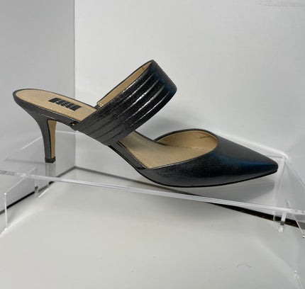 White House Black Market Metallic Gunmetal Mule Heels - Size 7 -