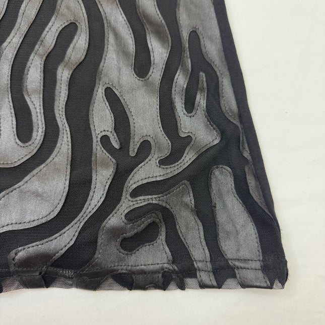 Gracia Leather & Sheer Animal Print Top - Size Large - Excellent Condition